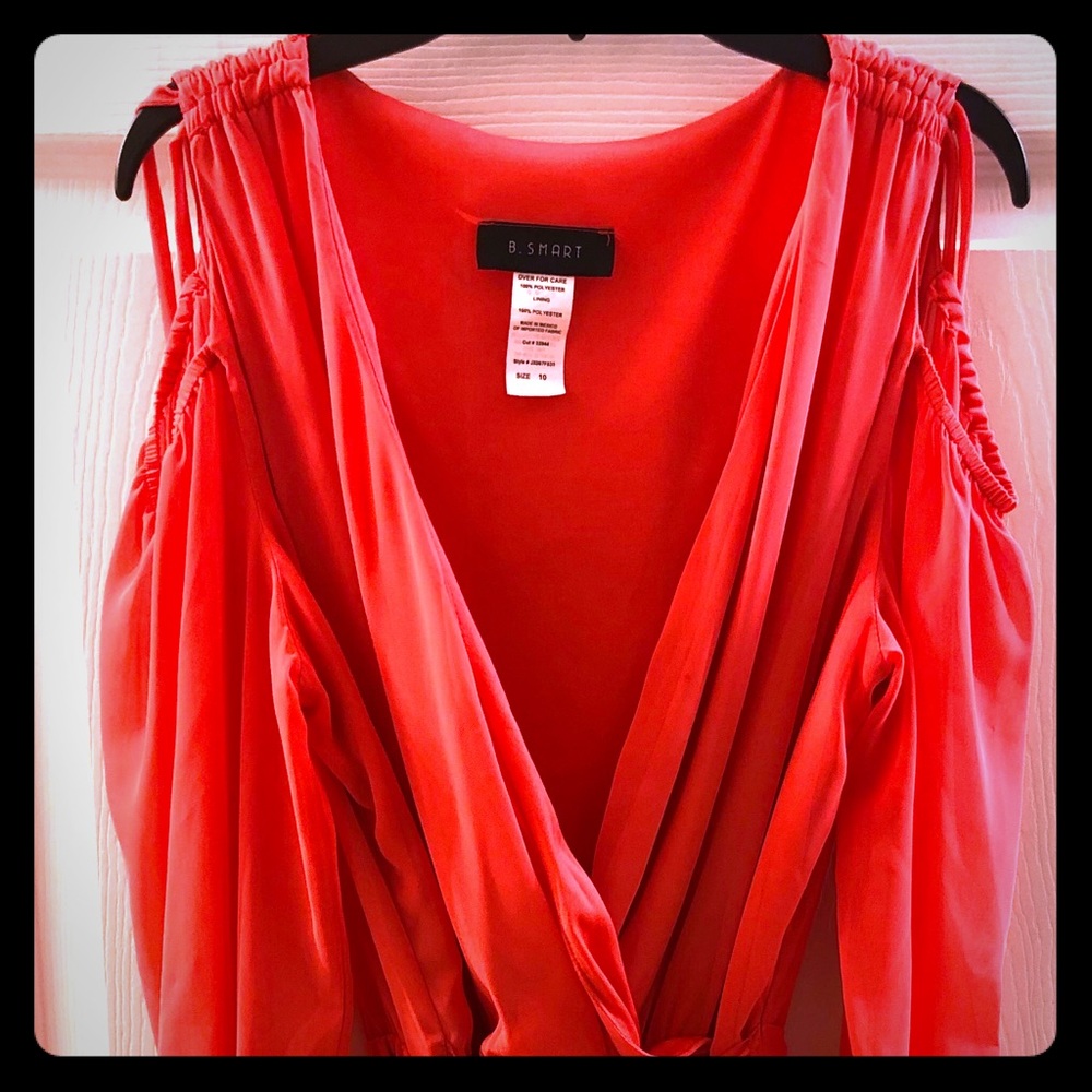 Coral dress sheer with layers and slip
